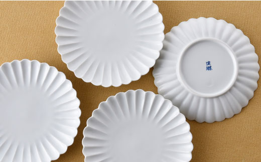 【波佐見焼】菊型 中皿 プレート 5枚セット（白）【洸琳窯】 [GE18]
