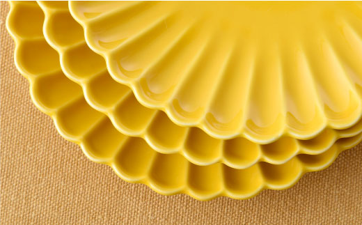 【波佐見焼】菊型 中皿 プレート  5枚セット（黄）【洸琳窯】 [GE19]