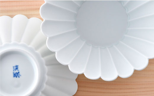 【波佐見焼】菊型 大鉢 ボウル  5点セット（白）【洸琳窯】 [GE21]