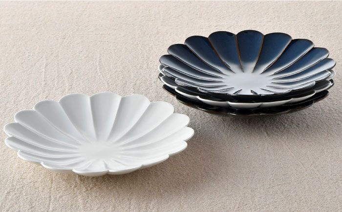 【波佐見焼】菊紋 皿 大（白・洸琳彩釉）各2枚セット【洸琳窯】 [GE28]