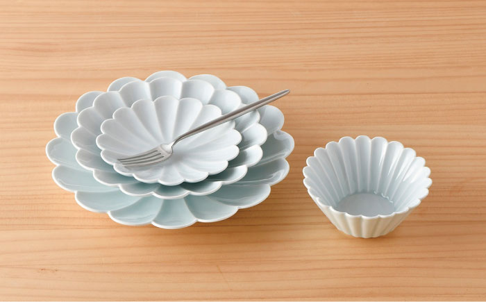 【波佐見焼】菊紋 皿 菊型 小鉢（小）のセット 白【洸琳窯】 [GE41]