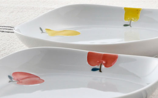 【波佐見焼】ラフランス・りんご 正角 プレート セット【松幸陶芸】 [HB27]