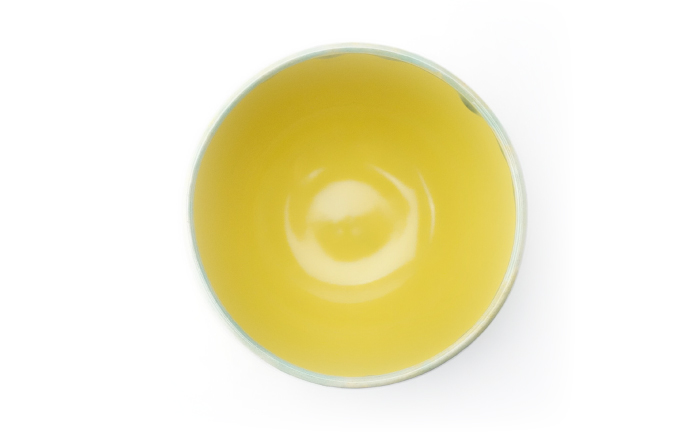 【波佐見焼】Folk Design ラウンドボウル 黄地緑釉流し  1点【玉有】 [IE44]