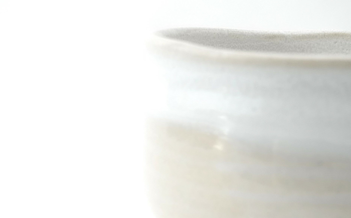 【波佐見焼】Folk Design 野点抹茶碗 白釉白唐津流し 1点【玉有】 [IE50]