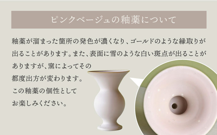 【波佐見焼】オリジナル 花器「あさがお 大（ピンクベージュ）」と季節の ドライフラワー のセット【Atelier Bisque × 花西海 】 [JF08]