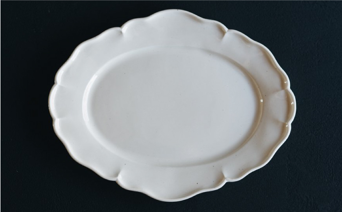 【波佐見焼】オーバル 輪花皿 プレート 白 2枚セット【イロドリ】 [KE07]