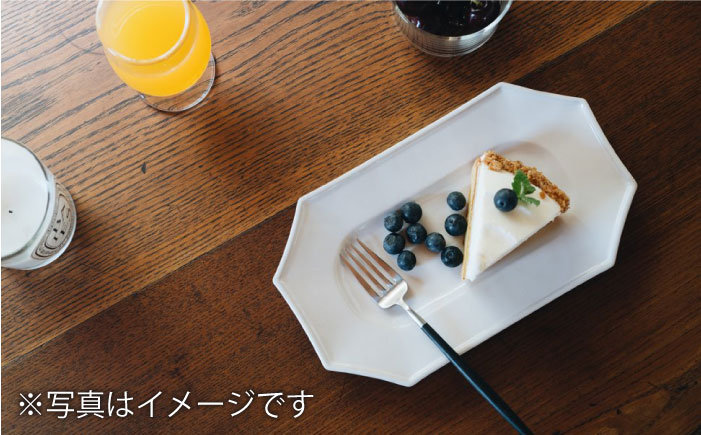 【波佐見焼】オクトゴナル 長皿 プレート 白ツヤ釉 2枚セット【イロドリ】 [KE11]