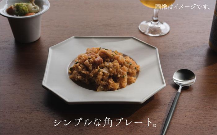 【波佐見焼】オクトゴナル皿 角皿 プレート 白マット釉 2枚セット【イロドリ】 [KE27]