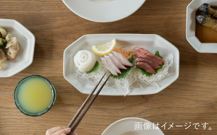 【波佐見焼】八角長皿 ミルク色 2枚セット 食器 皿【イロドリ】 [KE43]