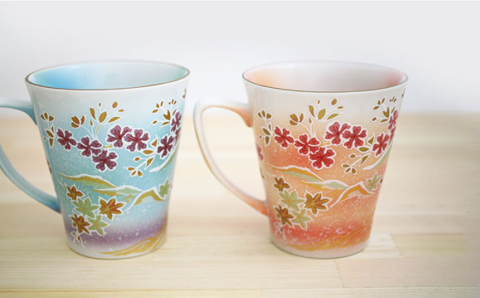 【波佐見焼】赤富士 あけぼのプレミアム マグカップ ペアセット【葉山窯】 [KF01]