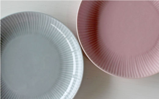 【波佐見焼】線彫 銘々皿 小皿 4枚セット (グレー・ピンク)【石丸陶芸】 [LB43]