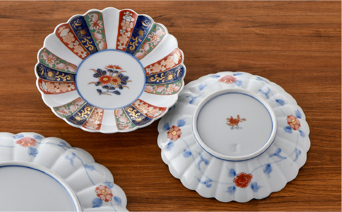 【波佐見焼】見込菊花紋 取分け皿 大皿 3点セット【石丸陶芸】 [LB76]