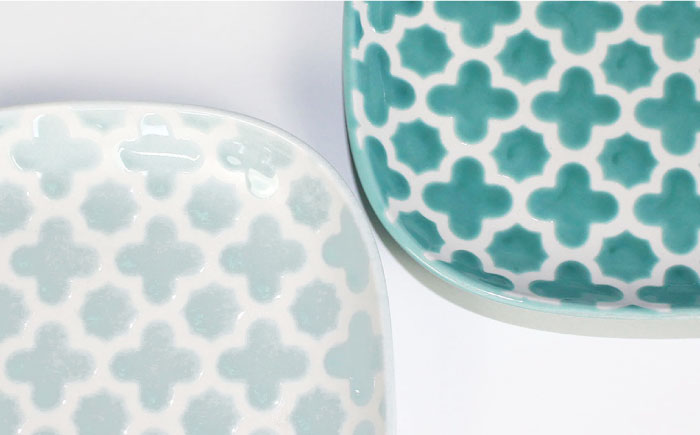 【波佐見焼】モロッカン 角プレート 大・小 4点セット（ブルー・ミント）【石丸陶芸】 [LB86]