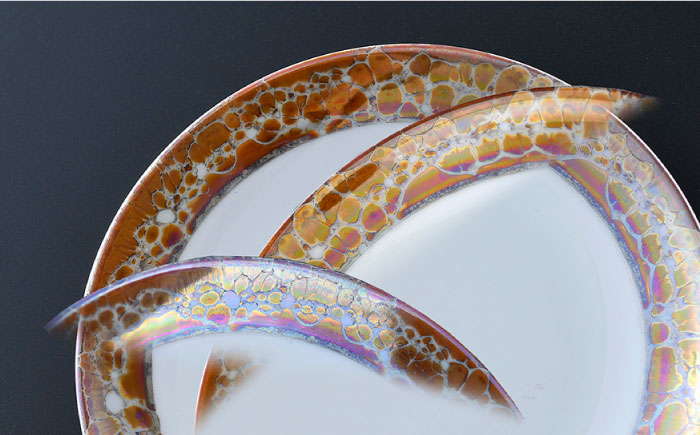 【波佐見焼】マーブル.HASAMI.「飴」5寸皿 プレート 5点セット【野下上絵】 [LE14]