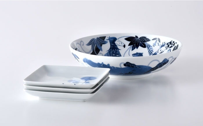 NB 105【波佐見焼】大人気の波佐見焼  ボウル 角皿 含む オリジナルセットアップ商品【浜陶/natural69】 [NB105]