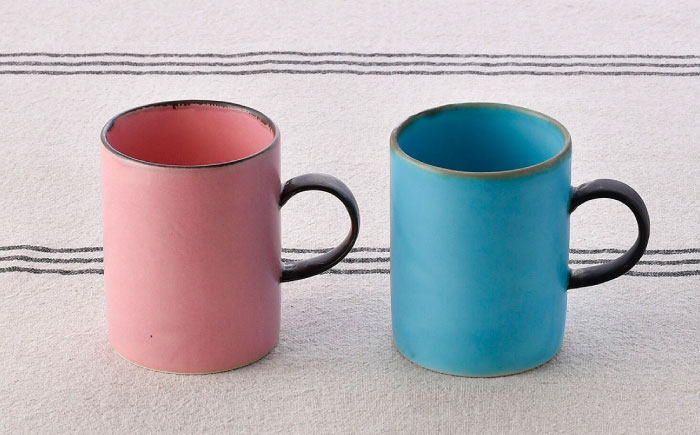 【波佐見焼】ペアマグカップ・プレート カラフル/数字柄 オリジナルセット【陶もと/奥川陶器】 [NB132]