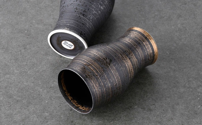 【波佐見焼】ビアカップ・鉢 ゴールド ブラック オリジナルセット 5点【陶もと/不二商店】 [NB150]