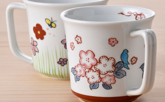 【波佐見焼】鉢・マグカップ 万歴 花柄 オリジナルセット 4点【西海陶器/協立陶器】 [NB157]