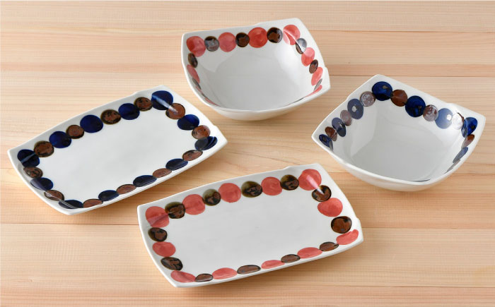 【波佐見焼】オリジナルセットアップ商品 どんぶり 角皿【トーエー/協立陶器】 [NB75]