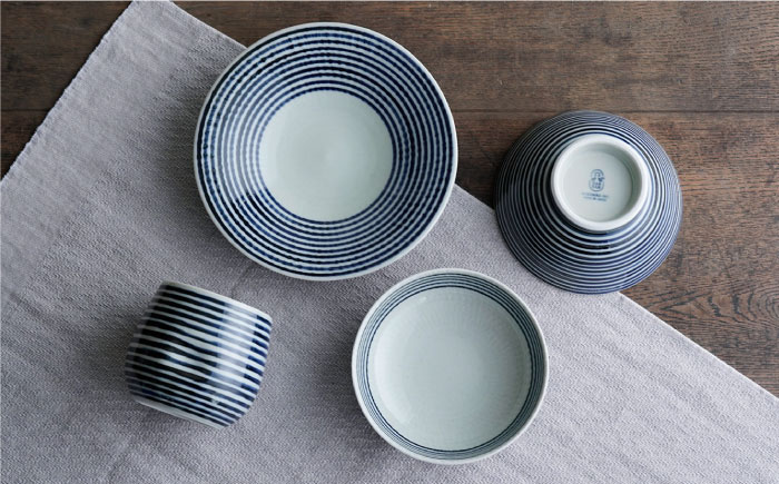 【波佐見焼】 BARBAR 藍駒 4点セット【マルヒロ】 [NB89]