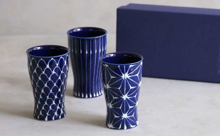 【波佐見焼】琉璃 smart1／2 ビアカップ トリオ【西海陶器】 [OA349]