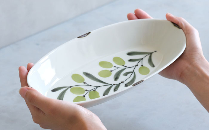 【波佐見焼】olive デリカプレート 緑 2点セット パスタ皿【西海陶器】 [OA441]