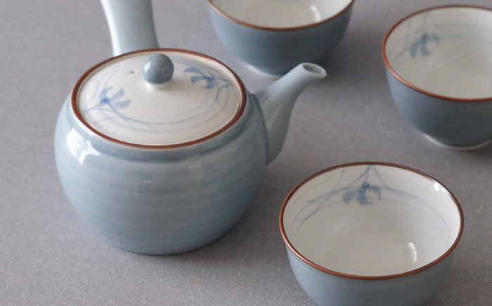 【波佐見焼】グレー蘭 急須茶器揃 湯呑み 茶器 食器【西海陶器】 [OA491]