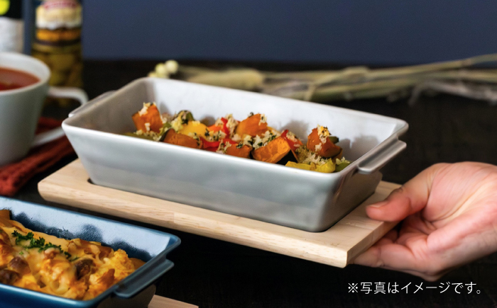 【波佐見焼】OVENWARE スクエア L〈ブルー・グレー〉2点セット【西海陶器】 [OA512]