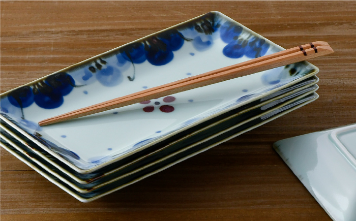 【波佐見焼】花詰 焼き皿 角皿 プレート 5枚セット【陶豊】 [OE01]