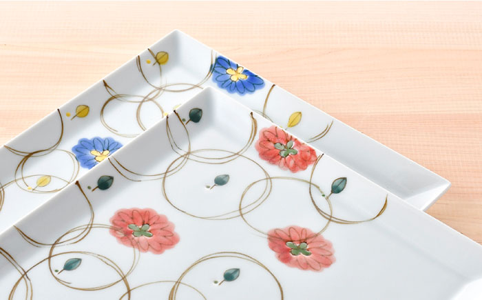 【波佐見焼】丸紋フラワー 角盛皿 白磁 カップ 4点セット【陶豊】 [OE20]