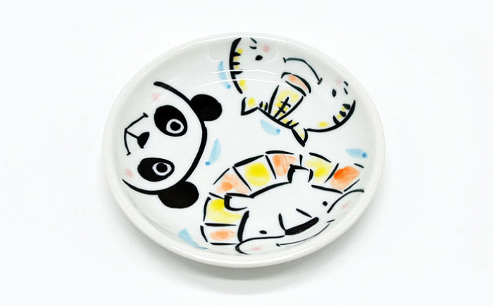 【波佐見焼】【名入れ】子供食器 セット （ライオン・パンダ・トラ） ベビー食器【工房紫明】 [OF02]