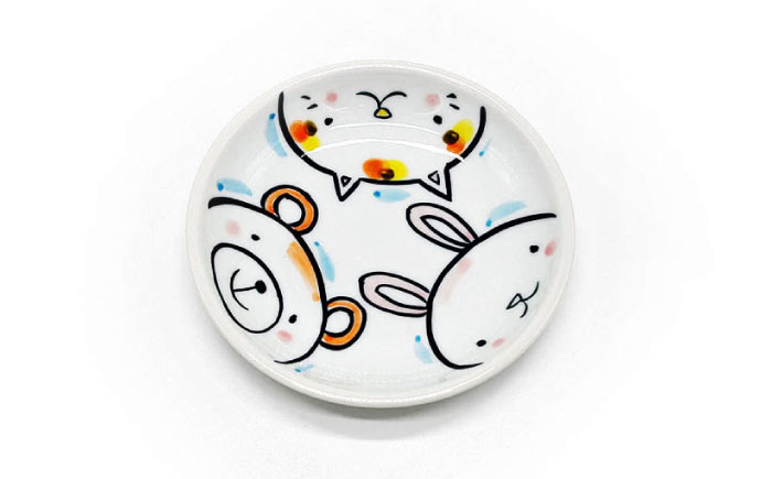 【波佐見焼】【名入れ】子供食器 セット（うさぎ・ねこ・くま） ベビー食器【工房紫明】 [OF03]
