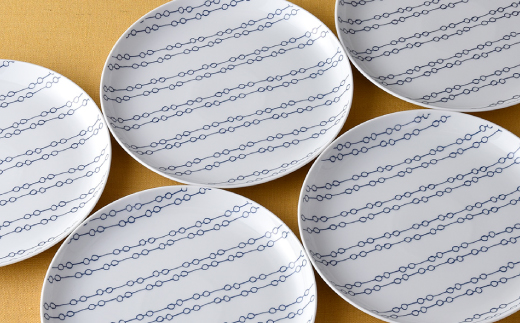 【波佐見焼】シュエット プレート大 メガネ5枚セット【福田陶器店】 [PA176]