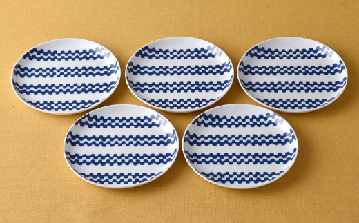 【波佐見焼】シュエット プレート大 ナミ5枚セット【福田陶器店】 [PA177]