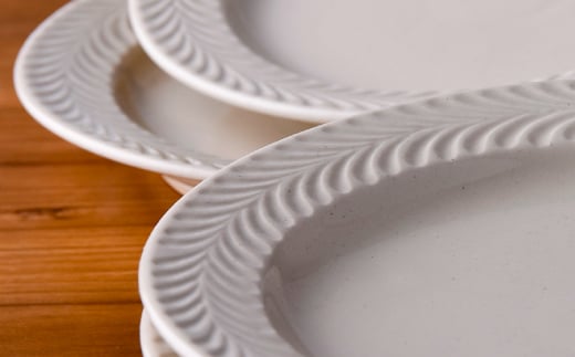 【波佐見焼】ローズマリー (アイボリー)5.5寸 プレート 5枚セット【福田陶器店】 [PA185]