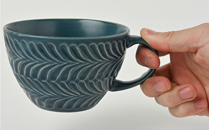 【波佐見焼】ローズマリー スープカップ デニム・アイボリー 4個セット【福田陶器店】 [PA225]