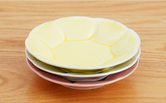 【波佐見焼】はなはな プレート 小 （ピンク・ホワイト・イエロー） 3点セット【団陶器】 [PB108]