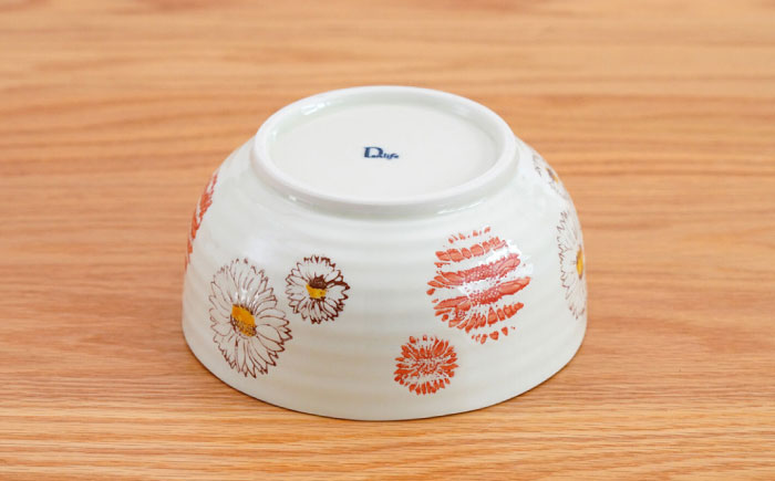 【波佐見焼】 フラワー 麺どんぶり 赤 1点 丼ぶり【団陶器】 [PB131]