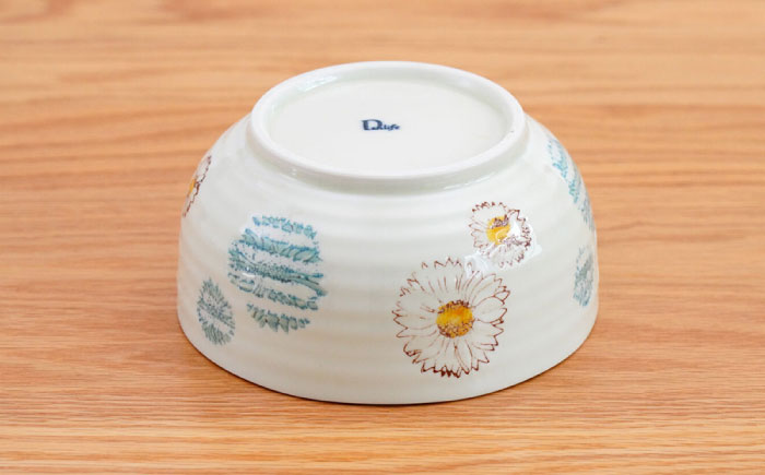 【波佐見焼】　フラワー 麺どんぶり 青 1点 丼ぶり【団陶器】 [PB132]