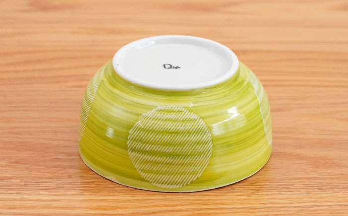 【波佐見焼】丸紋十草　麺どんぶり 緑【団陶器】 [PB142]