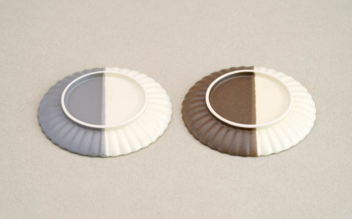 【波佐見焼】花しのぎ 取皿 ペア ハーフカラー 栗・グレー【団陶器】 [PB174]