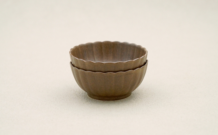 【波佐見焼】花しのぎ 丸小付 ペア 栗【団陶器】 [PB186]