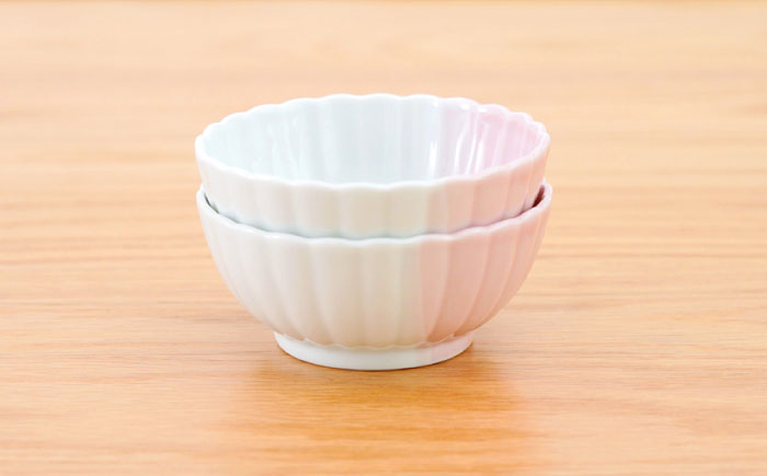【波佐見焼】花しのぎ 丸小付 ハーフカラー ピンク 2個セット【団陶器】 [PB199]