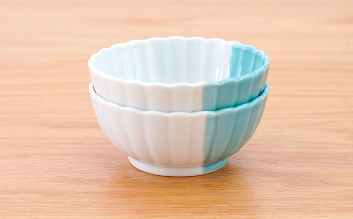 【波佐見焼】花しのぎ 丸小付 ハーフカラー ミント 2個セット【団陶器】 [PB200]