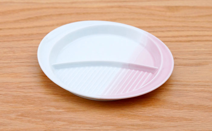 【波佐見焼】仕切り皿 ハーフカラー ピンク 2個セット【団陶器】 [PB210]