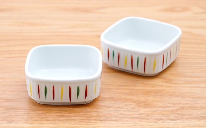 【波佐見焼】角パック 錦十草 2個セット【団陶器】 [PB224]