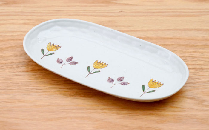 【波佐見焼】軽々楕円皿 チューリップ 2色セット【団陶器】 [PB231]