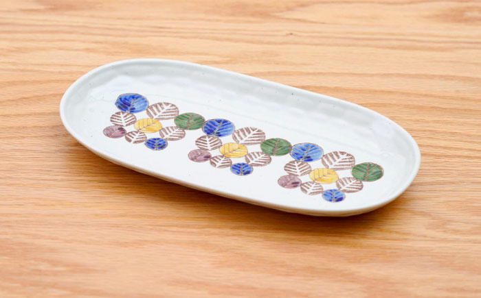 【波佐見焼】軽々楕円皿 葉っぱ 2色セット【団陶器】 [PB232]