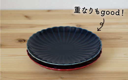 【波佐見焼】花しのぎ ペア 大皿 (藍・紅)【団陶器】 [PB48]