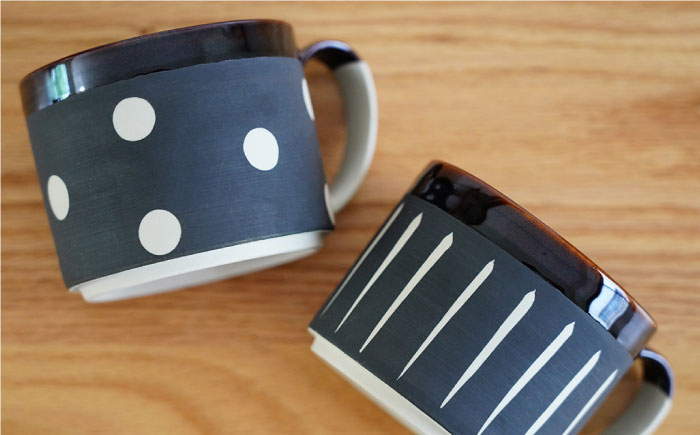 【波佐見焼】ドット・ライン マグカップ 2点セット【団陶器】 [PB67]